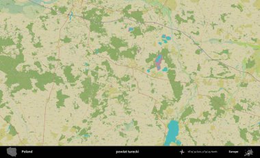 Turecki İlçesi. Bir OpenStreetMap İnsani Haritası üzerinde Polonya 'nın idari alanı