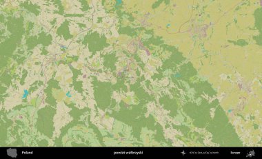 Walbrzyski ilçesi. Bir OpenStreetMap İnsani Haritası üzerinde Polonya 'nın idari alanı