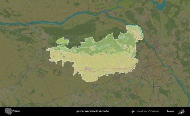 Warszawski Zachodni İlçesi. Polonya 'nın idari alanı karanlık bir OpenStreetMap İnsani Haritası' na vurgulandı ve özetlendi