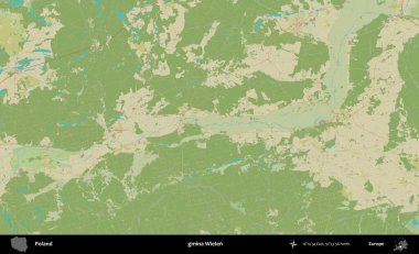 Wielen Komünü. Bir OpenStreetMap İnsani Haritası üzerinde Polonya 'nın idari alanı