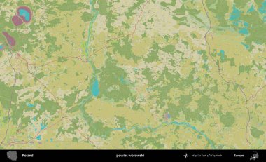 Wolowski İlçesi. Bir OpenStreetMap İnsani Haritası üzerinde Polonya 'nın idari alanı