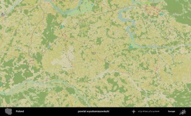 Wysokomazowiecki İlçesi. Bir OpenStreetMap İnsani Haritası üzerinde Polonya 'nın idari alanı
