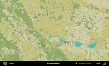 Zabkowicki ilçesi. Polonya 'nın idari alanı bir OpenStreetMap İnsani Harita stil haritasında özetlendi