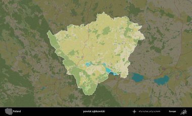 Zabkowicki ilçesi. Polonya 'nın idari alanı karanlık bir OpenStreetMap İnsani Haritası' na vurgulandı ve özetlendi