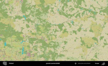 Zawiercianski İlçesi. Bir OpenStreetMap İnsani Haritası üzerinde Polonya 'nın idari alanı