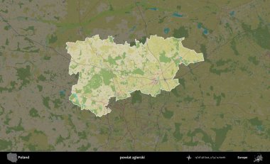 Zgierski İlçesi. Polonya 'nın idari alanı karanlık bir OpenStreetMap İnsani Haritası' na vurgulandı ve özetlendi