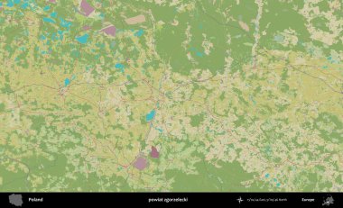 Zgorzelecki İlçesi. Bir OpenStreetMap İnsani Haritası üzerinde Polonya 'nın idari alanı