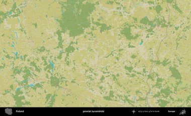 Zurominski İlçesi. Bir OpenStreetMap İnsani Haritası üzerinde Polonya 'nın idari alanı