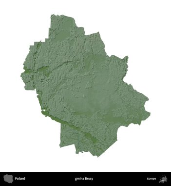 Özel bir komün. Polonya 'nın idari bölgesi renkli bir yükseklik haritasında beyaza izole edildi