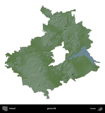 Geyik komünü. Polonya 'nın idari bölgesi renkli bir yükseklik haritasında beyaza izole edildi