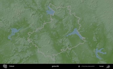 Geyik komünü. Polonya 'nın idari bölgesi renkli bir yükseklik haritasında özetlendi