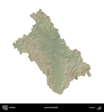 Klodzki İlçesi. Polonya 'nın idari bölgesi renkli bir yükseklik haritasında beyaza izole edildi