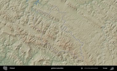 Lutowiska Komünü. Polonya 'nın idari bölgesi renkli bir yükseklik haritasında özetlendi