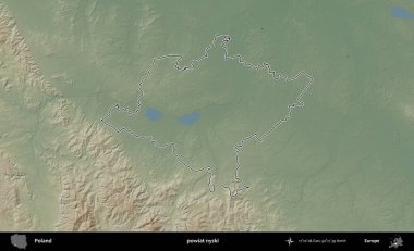 Nyski İlçesi. Polonya 'nın idari bölgesi renkli bir yükseklik haritasında özetlendi
