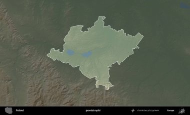 Nyski İlçesi. Polonya 'nın idari bölgesi koyu renkli bir yükseklik haritasına vurgulandı ve özetlendi