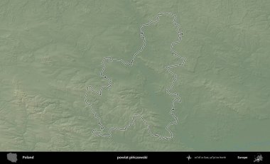 Pinczowski İlçesi. Polonya 'nın idari bölgesi renkli bir yükseklik haritasında özetlendi