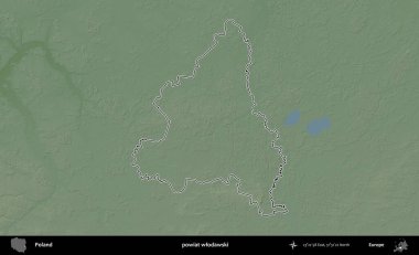 Wlodawski İlçesi. Polonya 'nın idari bölgesi renkli bir yükseklik haritasında özetlendi