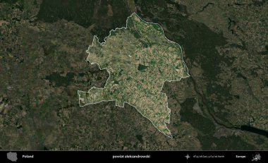 Aleksandrowski İlçesi. Polonya 'nın idari alanı, koyu renkli bir B uydusu görüntüsüyle vurgulandı ve özetlendi