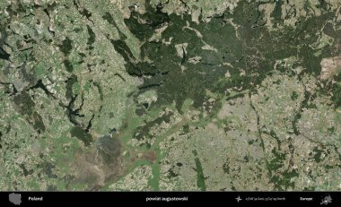 Augustowski İlçesi. Polonya 'nın idari bölgesinde B uydusu görüntüleri