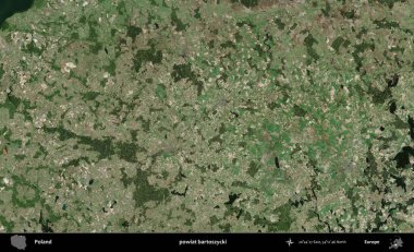 Bartoszycki İlçesi. Polonya 'nın idari bölgesinde B uydusu görüntüleri