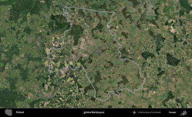 Bartoszyce Komünü. Polonya 'nın idari bölgesi B uydusundan alınan görüntülerle özetlendi