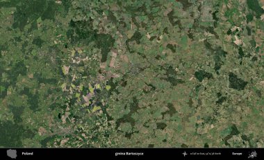 Bartoszyce Komünü. Polonya 'nın idari bölgesinde B uydusu görüntüleri