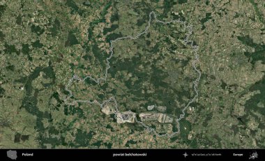 Belchatowski ilçesi. Polonya 'nın idari bölgesi B uydusundan alınan görüntülerle özetlendi
