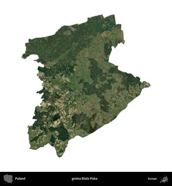 Biala Piska Komünü. Polonya 'nın idari bölgesi B uydusundaki görüntülerde beyazla izole edildi