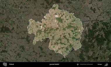 Bialski İlçesi. Polonya 'nın idari alanı, koyu renkli bir B uydusu görüntüsüyle vurgulandı ve özetlendi