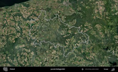 Bialogardzki İlçesi. Polonya 'nın idari bölgesi B uydusundan alınan görüntülerle özetlendi