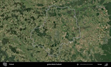 Bielsk Podlaski Komünü. Polonya 'nın idari bölgesi B uydusundan alınan görüntülerle özetlendi