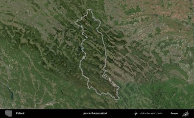 Bieszczadzki İlçesi. Polonya 'nın idari bölgesi B uydusundan alınan görüntülerle özetlendi