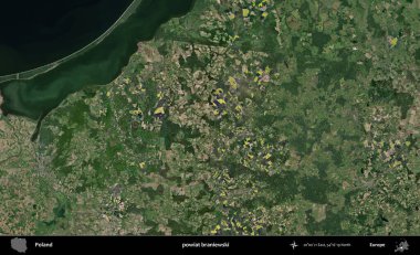 Braniewski İlçesi. Polonya 'nın idari bölgesinde B uydusu görüntüleri
