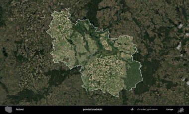 Brodnicki İlçesi. Polonya 'nın idari alanı, koyu renkli bir B uydusu görüntüsüyle vurgulandı ve özetlendi