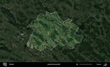 Brzozowski İlçesi. Polonya 'nın idari alanı, koyu renkli bir B uydusu görüntüsüyle vurgulandı ve özetlendi