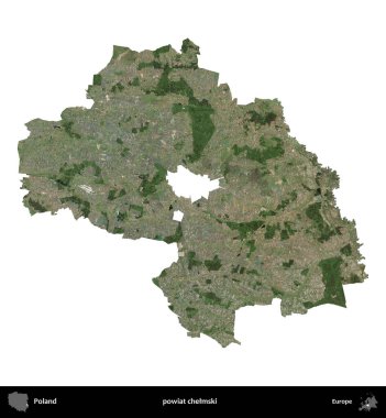 Chelmski İlçesi. Polonya 'nın idari bölgesi B uydusundaki görüntülerde beyazla izole edildi