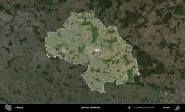 Chelmski İlçesi. Polonya 'nın idari alanı, koyu renkli bir B uydusu görüntüsüyle vurgulandı ve özetlendi