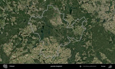 Chojnicki İlçesi. Polonya 'nın idari bölgesi B uydusundan alınan görüntülerle özetlendi