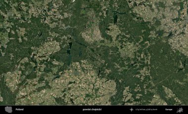 Chojnicki İlçesi. Polonya 'nın idari bölgesinde B uydusu görüntüleri