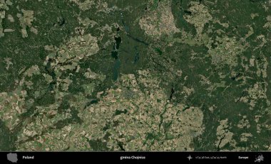 Chojnice Komünü. Polonya 'nın idari bölgesinde B uydusu görüntüleri