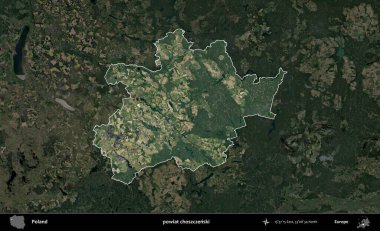Choszczenski İlçesi. Polonya 'nın idari alanı, koyu renkli bir B uydusu görüntüsüyle vurgulandı ve özetlendi