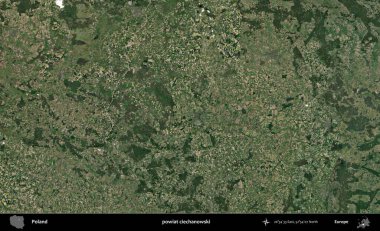 Ciechanowski İlçesi. Polonya 'nın idari bölgesinde B uydusu görüntüleri