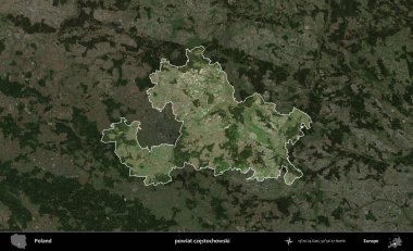 Czestochowski İlçesi. Polonya 'nın idari alanı, koyu renkli bir B uydusu görüntüsüyle vurgulandı ve özetlendi