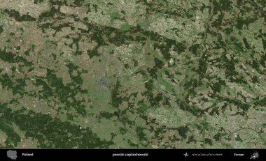 Czestochowski İlçesi. Polonya 'nın idari bölgesinde B uydusu görüntüleri