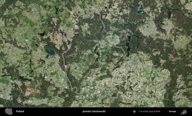 Czluchowski İlçesi. Polonya 'nın idari bölgesi B uydusundan alınan görüntülerle özetlendi