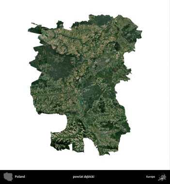 Debicki İlçesi. Polonya 'nın idari bölgesi B uydusundaki görüntülerde beyazla izole edildi