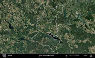 Drawsko Pomorskie Komünü. Polonya 'nın idari bölgesi B uydusundan alınan görüntülerle özetlendi
