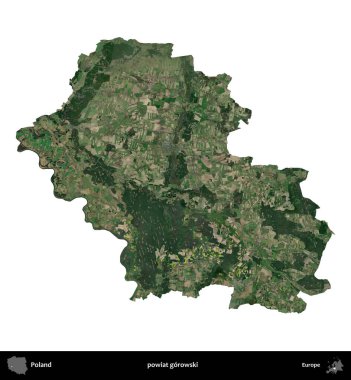 Gorowski İlçesi. Polonya 'nın idari bölgesi B uydusundaki görüntülerde beyazla izole edildi