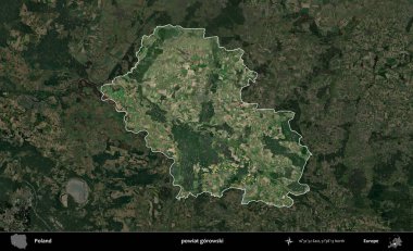Gorowski İlçesi. Polonya 'nın idari alanı, koyu renkli bir B uydusu görüntüsüyle vurgulandı ve özetlendi