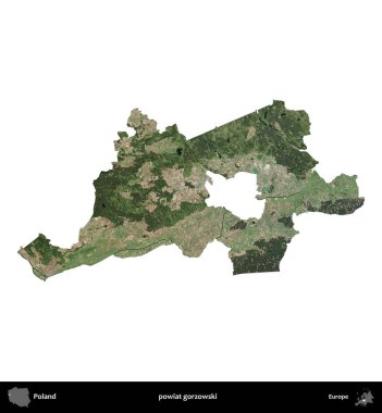 Gorzowski İlçesi. Polonya 'nın idari bölgesi B uydusundaki görüntülerde beyazla izole edildi